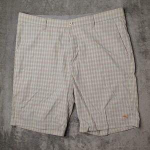 Tommy‎ Bahama Shorts Men's 38 Gray Plaid Golf Nylon Performance Stretch Athletic